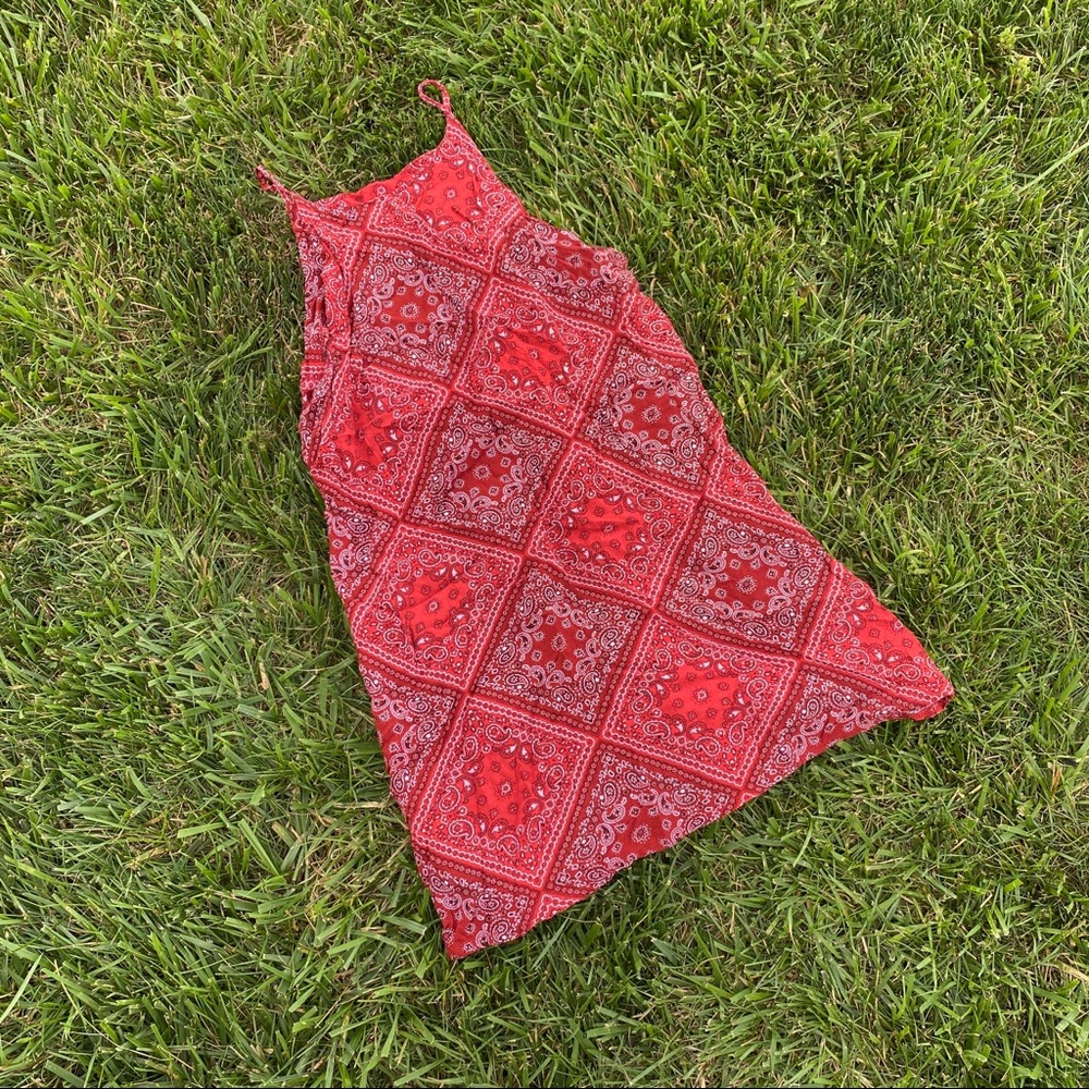 UO red bandana print high neck md lg